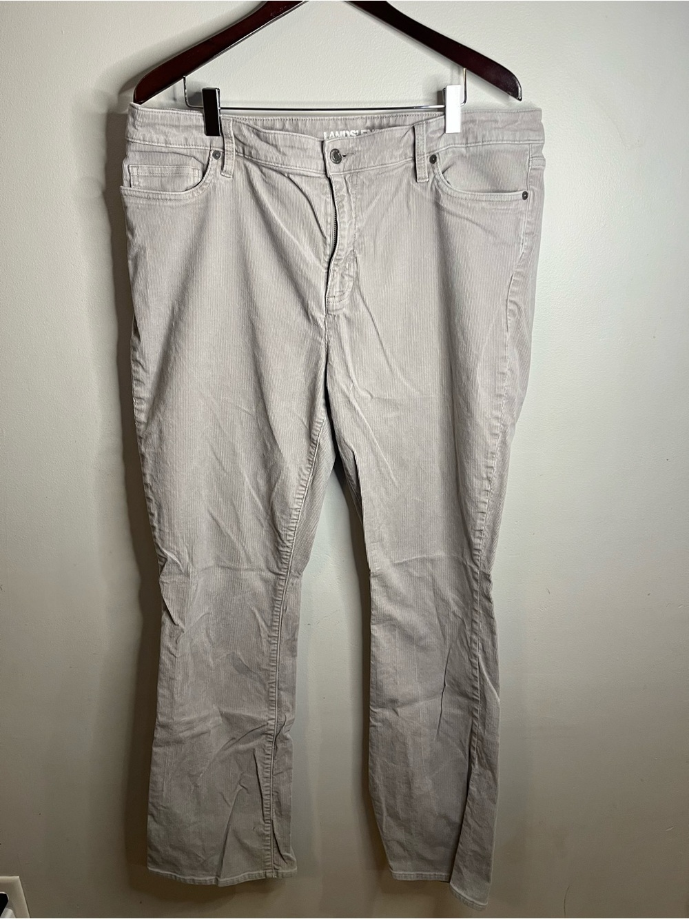 Lands’ End Women’s Corduroy Mid-Rise Bootcut Pants Size 18 Tall Light Tan